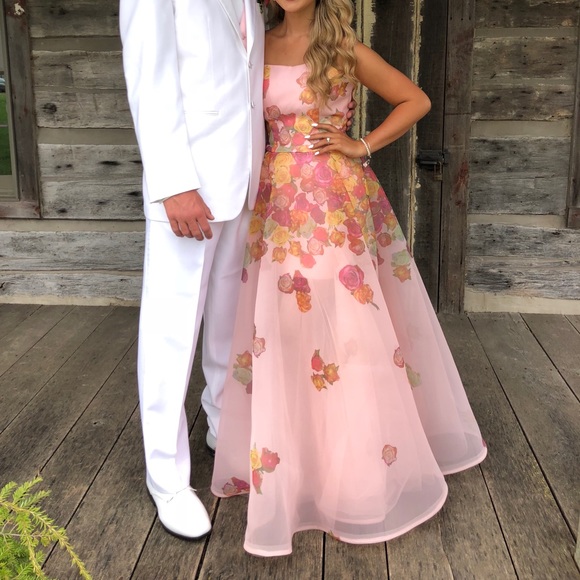 pink flowery sherri hill prom dress - Picture 8 of 8